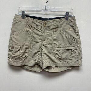 The North Face Womens Tan Cargo Mid Rise Flat Front Belt Loop Cargo Shorts 6
